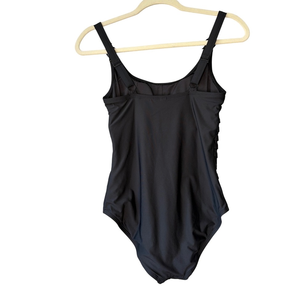 DKNY Womens Black Starburst One Piece Swimsuit Adjustable Straps Small - Picture 4 of 9